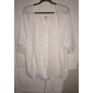 Bohemian Peasant inspired blouse top Size 22/24. Gauzy crochet lace trim Romance